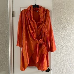 Gorgeous orange 100% silk wrap dress/shirt/jacket